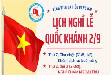 BỆNH VIỆN DA LIỄU THÔNG BÁO LỊCH NGHỈ LỄ QUỐC KHÁNH 2/9